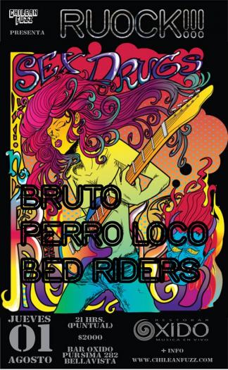 Cartel del concierto de Bed Riders en Bar Óxido
