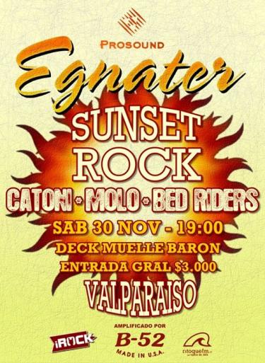 Cartel del concierto de Bed Riders en Deck Muelle Barón