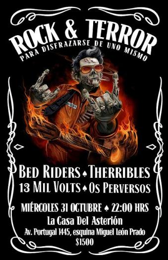 Cartel del concierto de Bed Riders en La Casa De Asterión