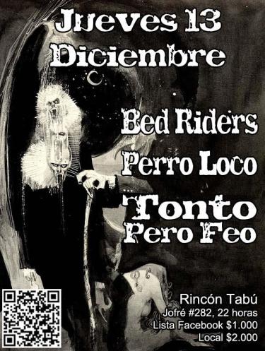 Cartel del concierto de Bed Riders en Rincón Tabú