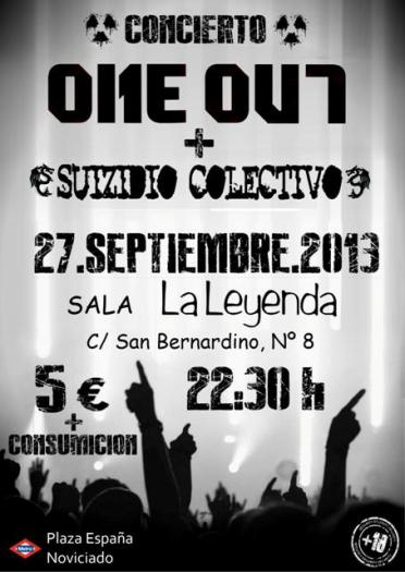 Cartel del concierto de OneOut en Sala "La Leyenda"