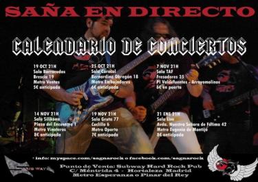 Cartel del concierto de SAÑA en SALA BARRACUDAS