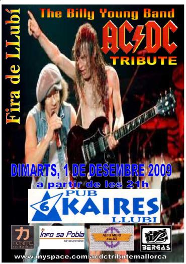Cartel del concierto de THE BILLY YONG BAND AC/DC TRIBUTE en BAR 6 KAIRES