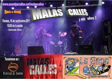 Cartel del concierto de MalasCalles en LA FINCA, RIO DE LA PILA