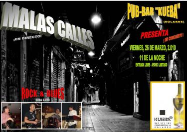 Cartel del concierto de MalasCalles en Pub Kueba