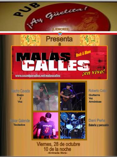 Cartel del concierto de MalasCalles en Pub Ay Güelita