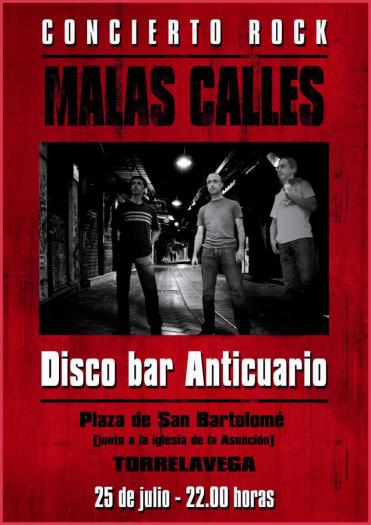 Cartel del concierto de MalasCalles en Pub Anticuario
