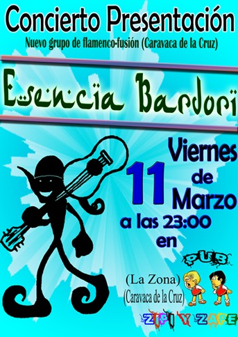 Cartel del concierto de Esencia Bardorí en Pub Zipi y Zape (La Zona)