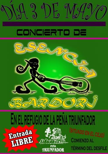 Cartel del concierto de Esencia Bardorí en Refugio Peña Triunfador